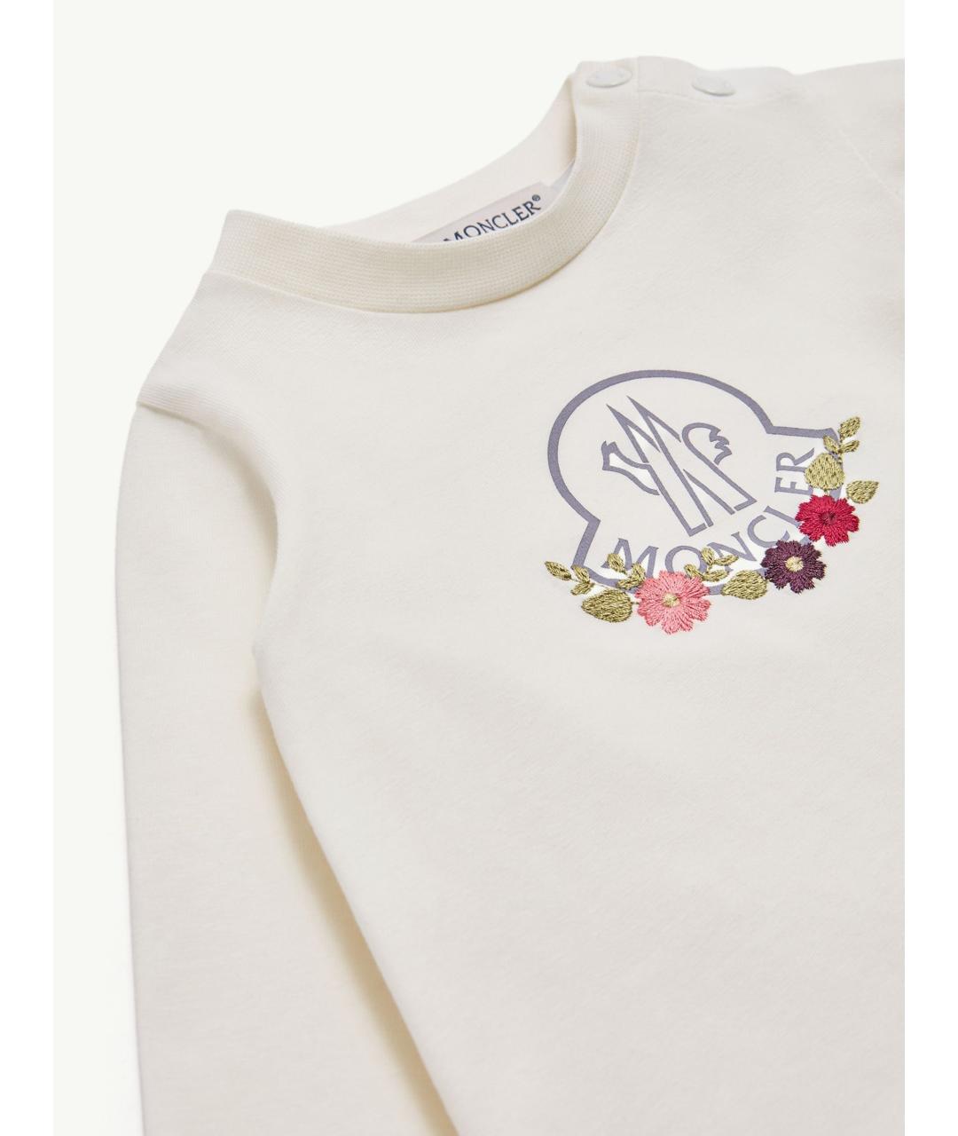 MONCLER KIDS Белый хлопковый футболка / топ, фото 3