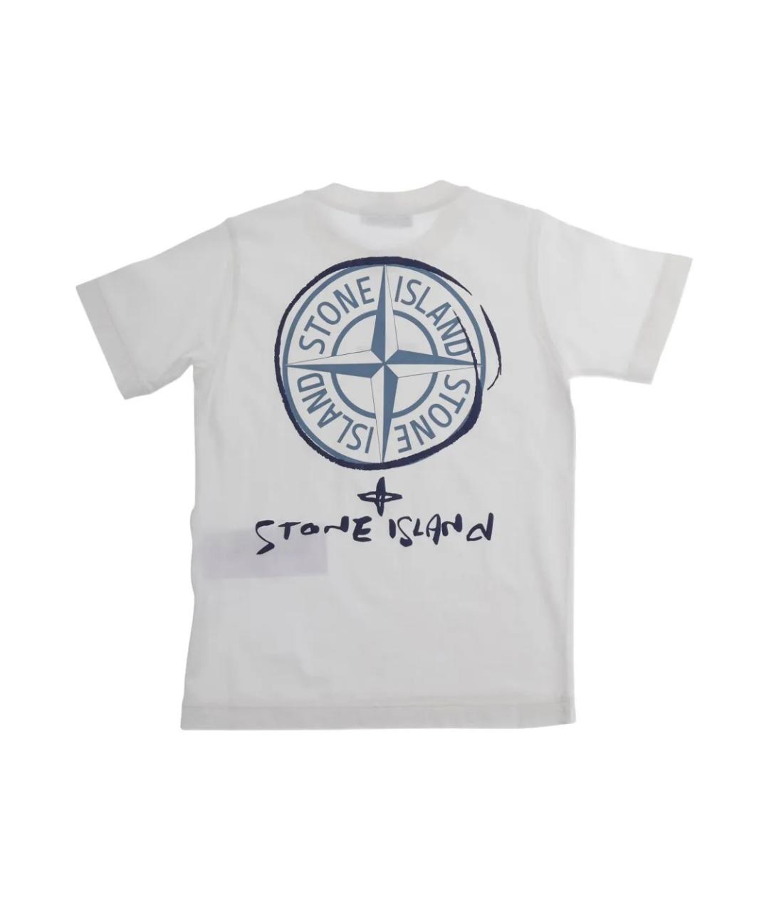 STONE ISLAND Белая хлопковая детская футболка, фото 2