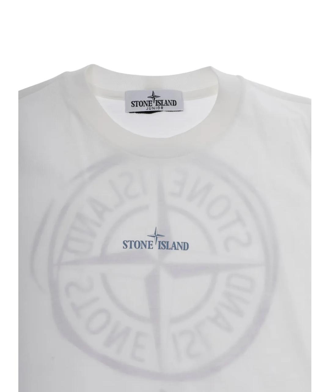 STONE ISLAND Белая хлопковая детская футболка, фото 3