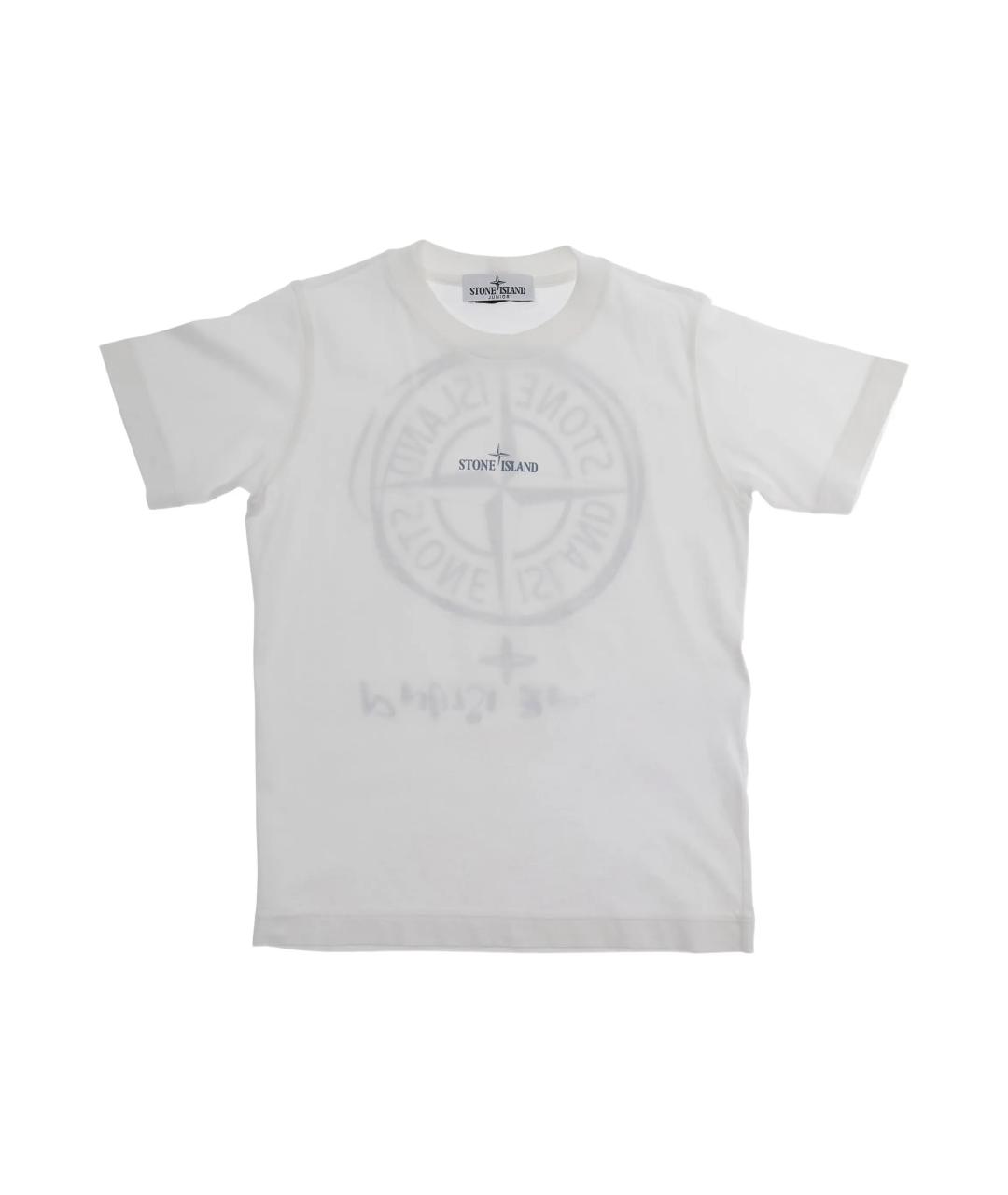 STONE ISLAND Белая хлопковая детская футболка, фото 1