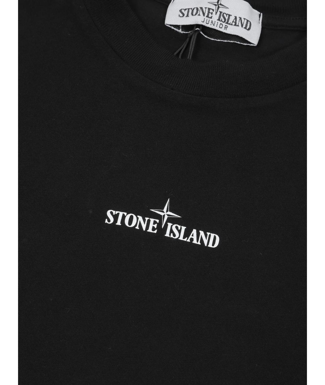 STONE ISLAND Черная хлопковая детская футболка, фото 3