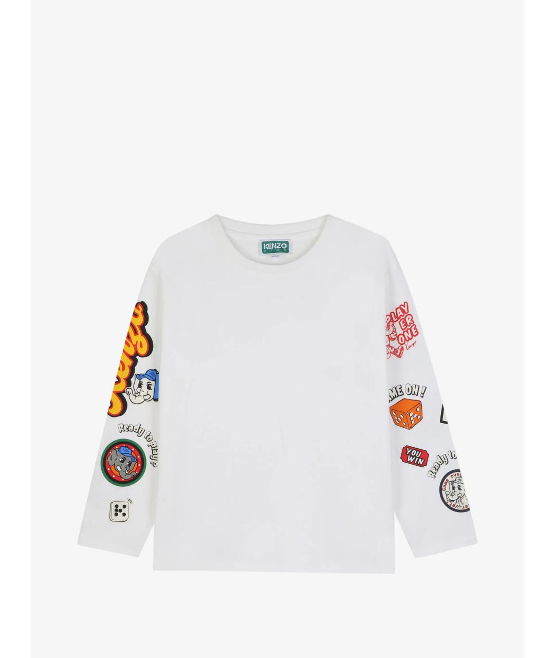 KENZO Белая хлопковая детская футболка, фото 4