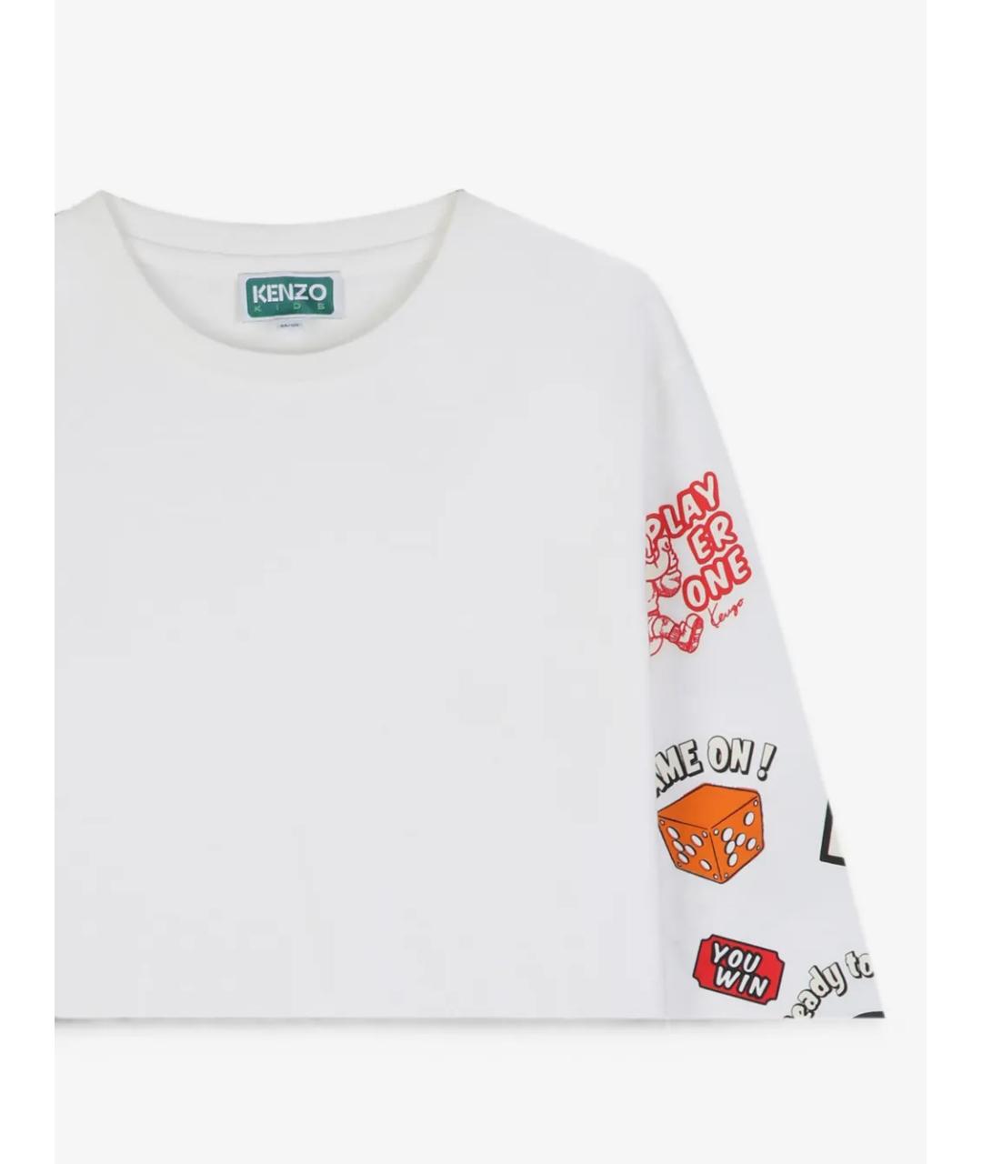 KENZO Белая хлопковая детская футболка, фото 3