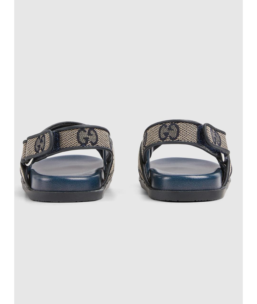 GUCCI Синие текстильные сандалии и шлепанцы, фото 2