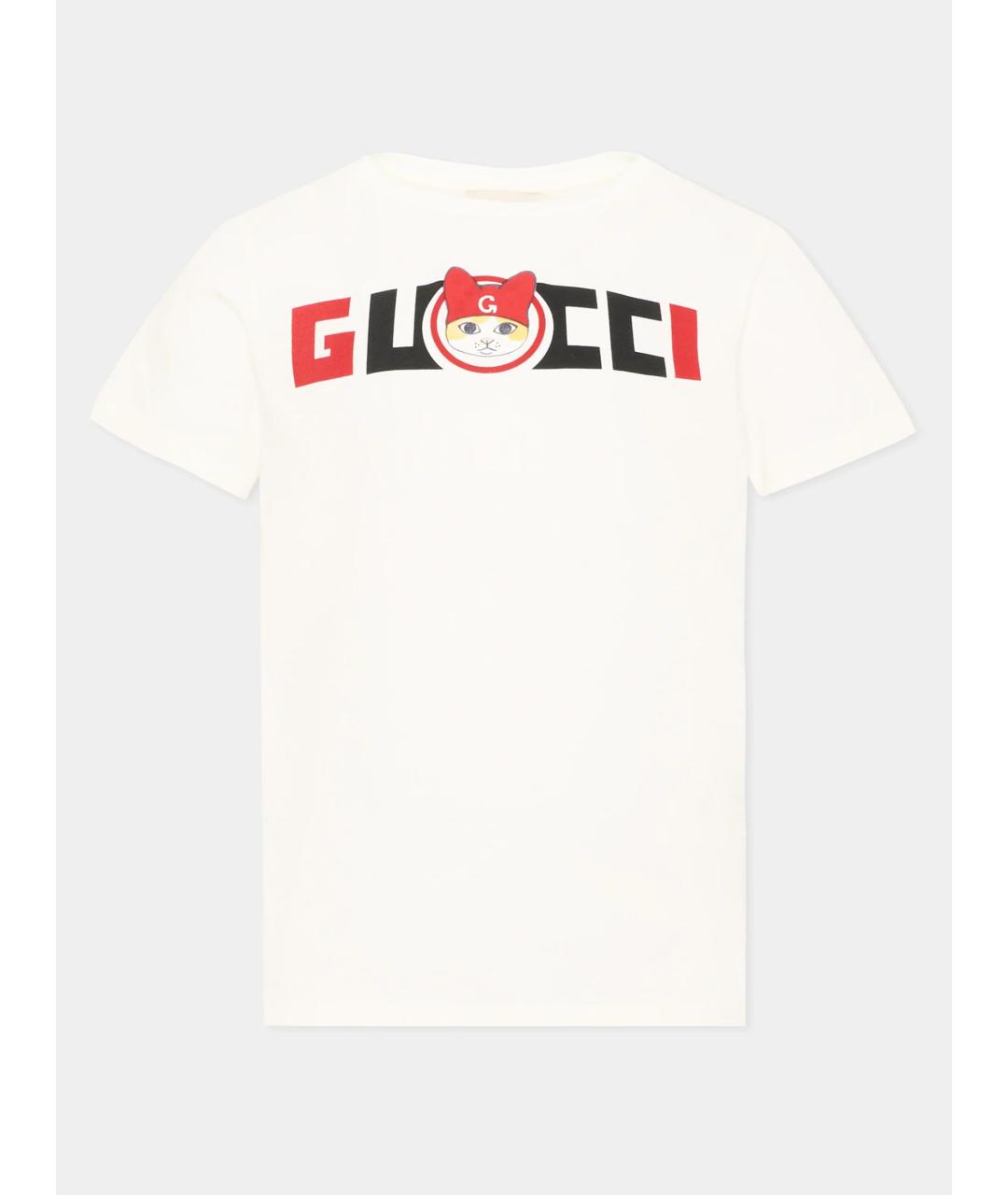 GUCCI Белая хлопковая детская футболка, фото 3