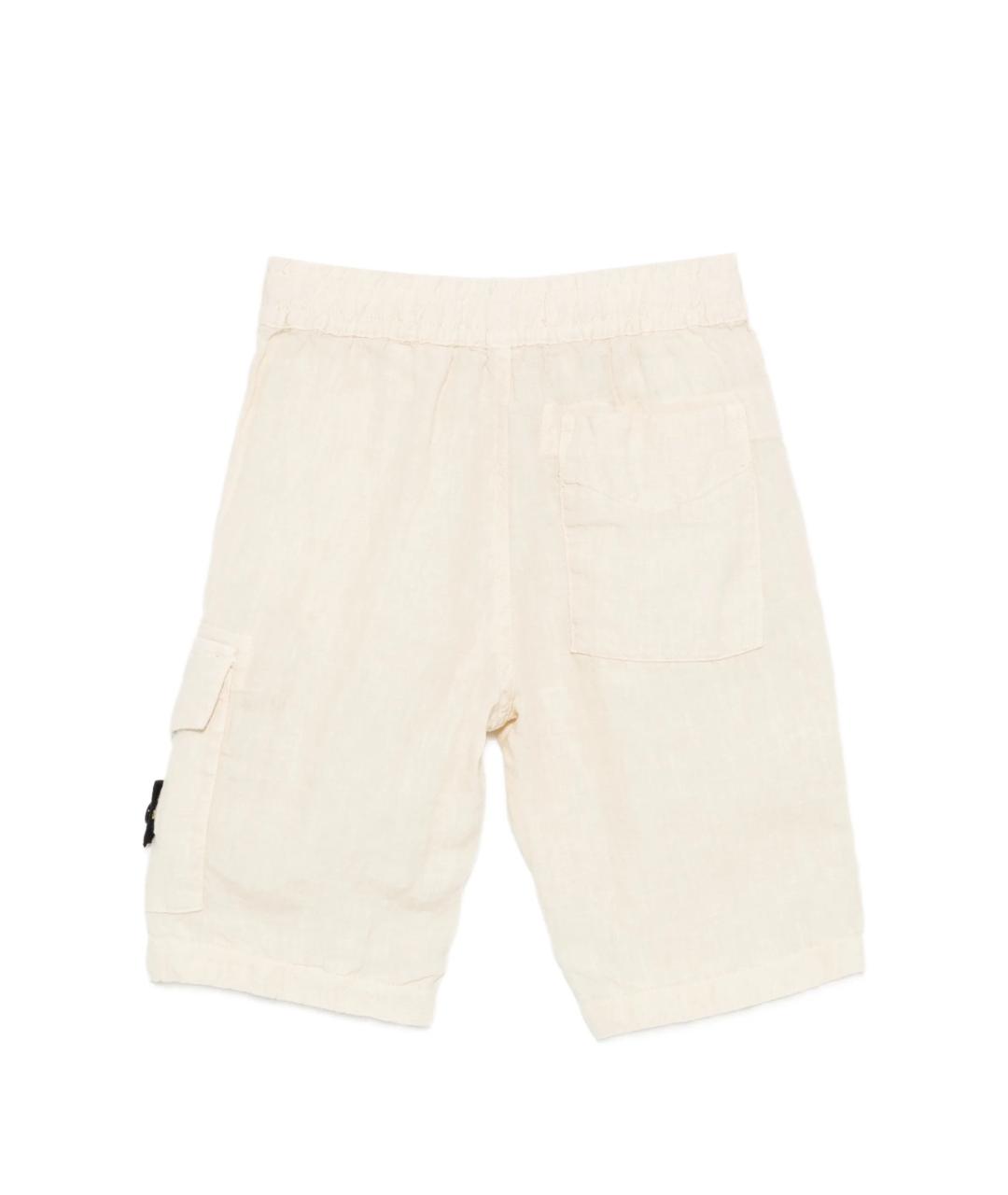 STONE ISLAND Бежевые льняные брюки и шорты, фото 2