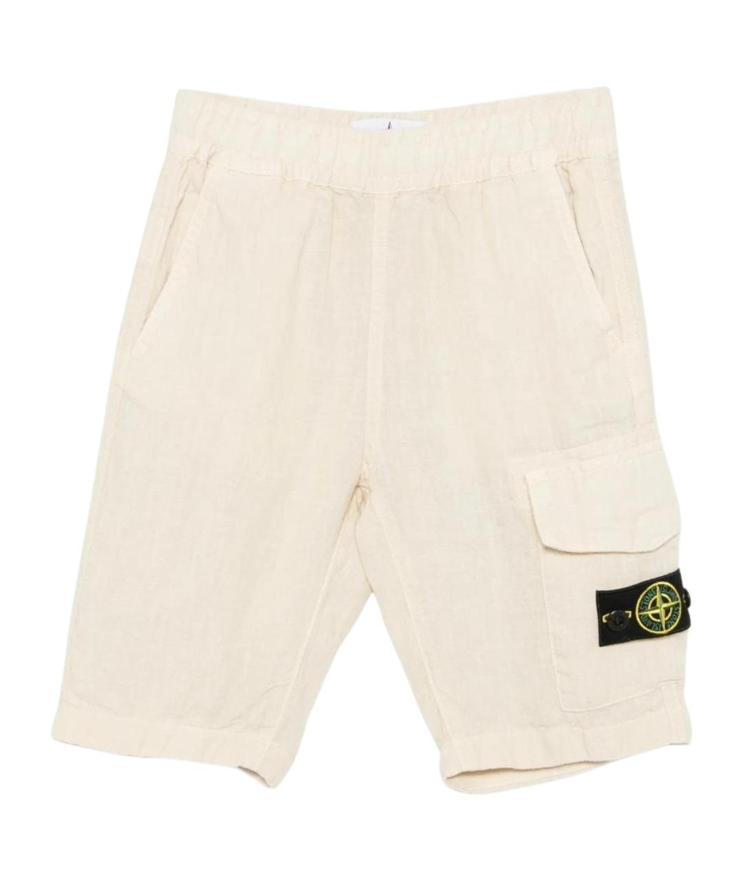STONE ISLAND Бежевые льняные брюки и шорты, фото 1