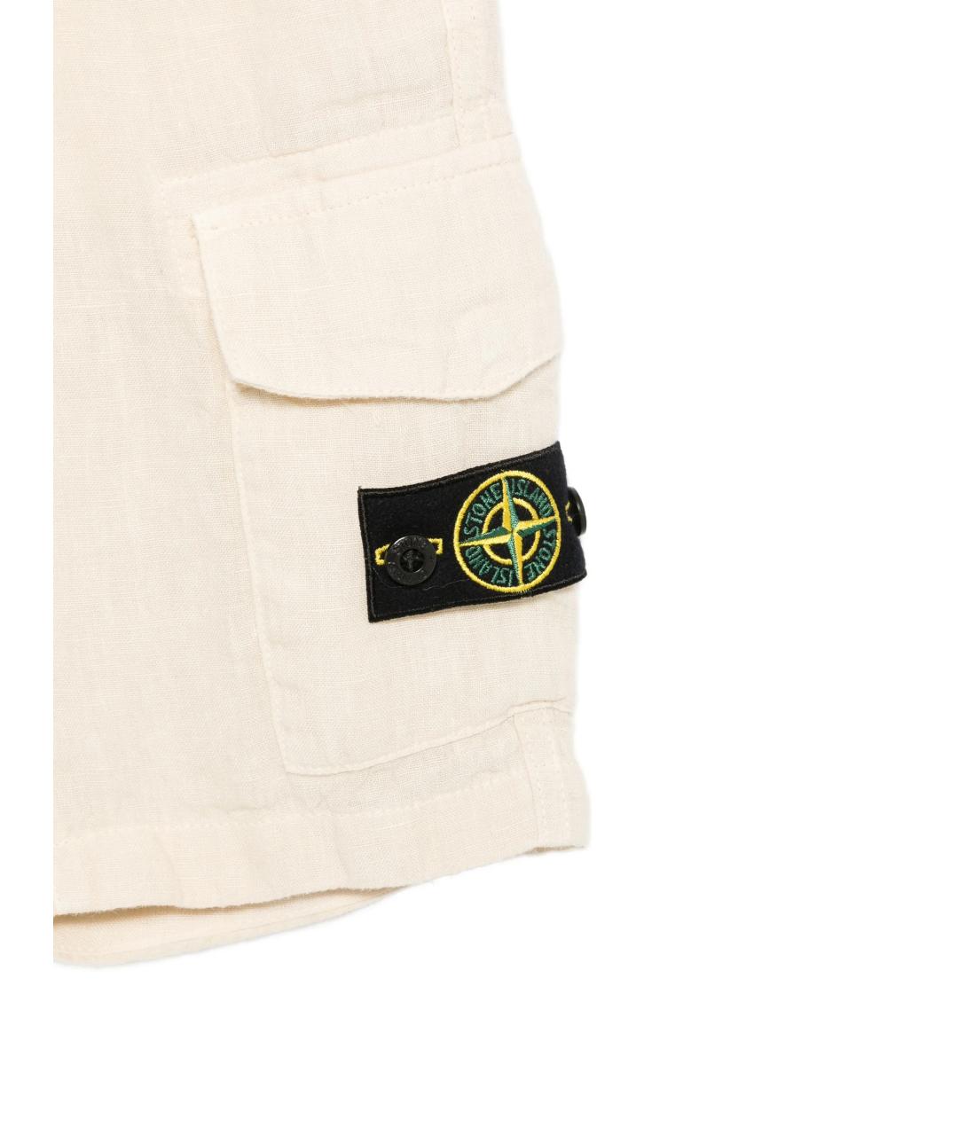 STONE ISLAND Бежевые льняные брюки и шорты, фото 3