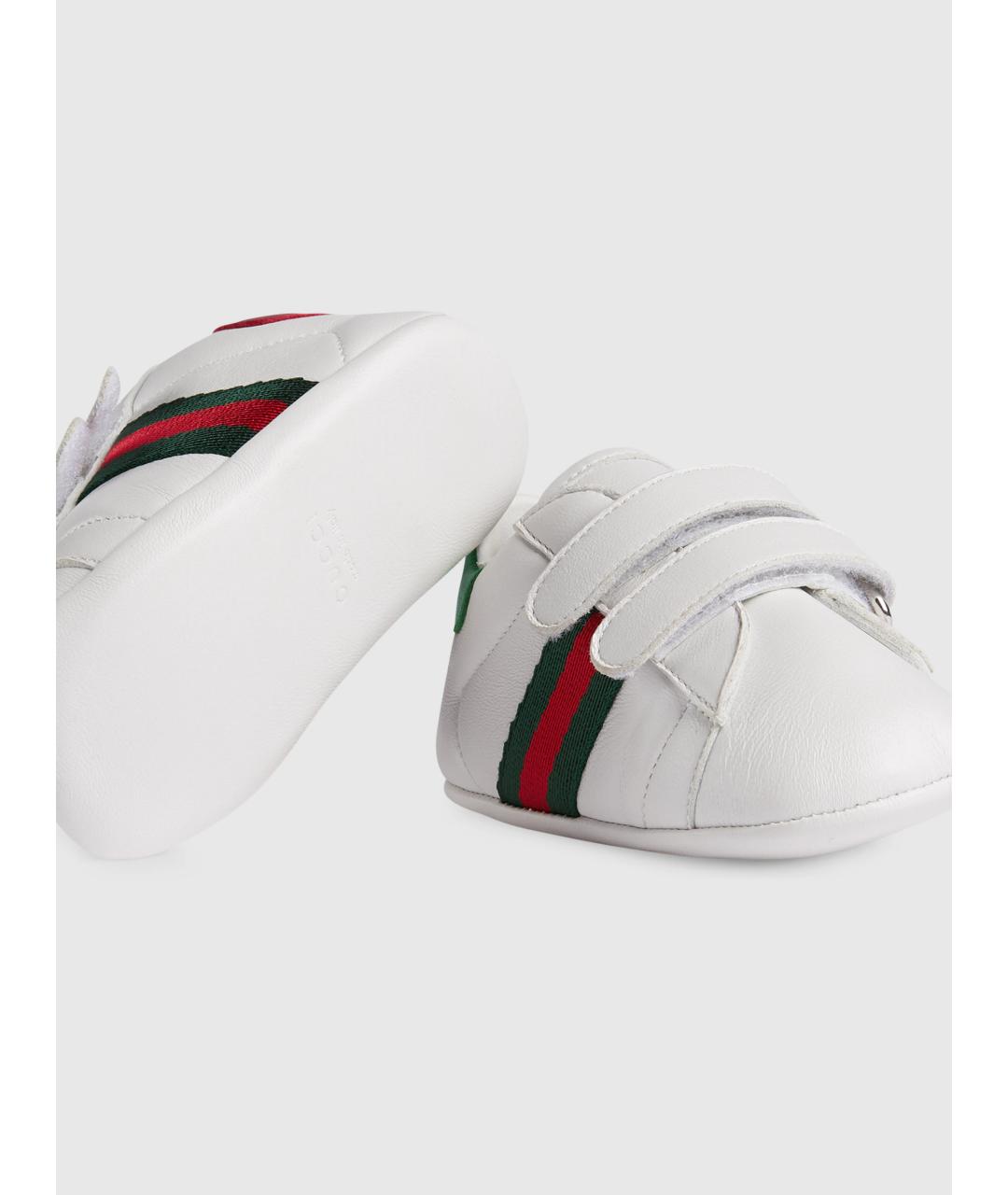 GUCCI Белые кожаные пинетки, фото 5
