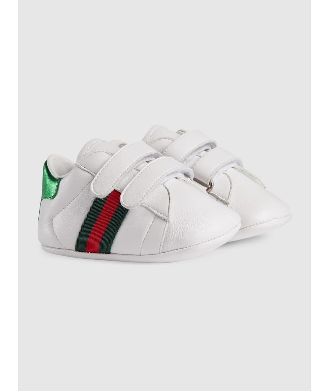 GUCCI Белые кожаные пинетки, фото 2