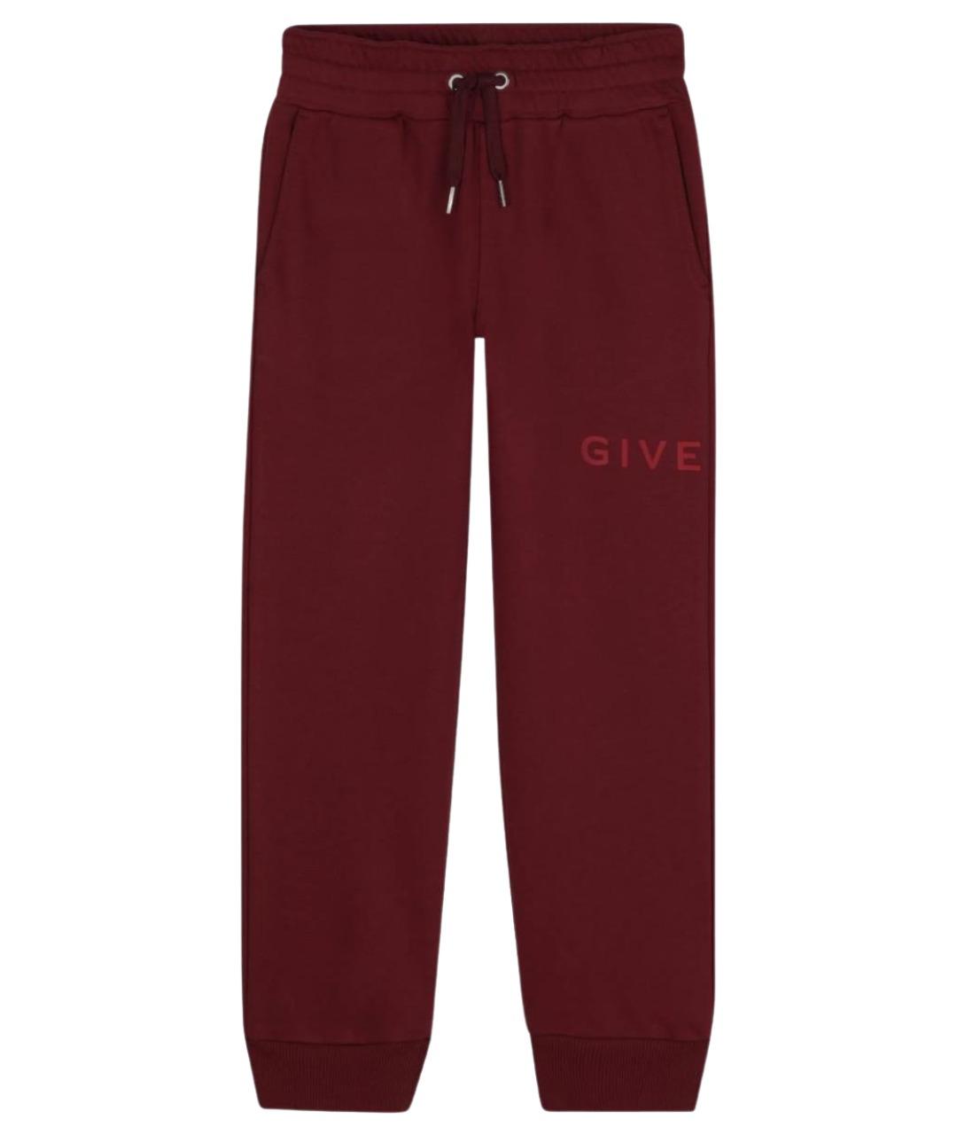 GIVENCHY Бордовые хлопковые брюки и шорты, фото 1