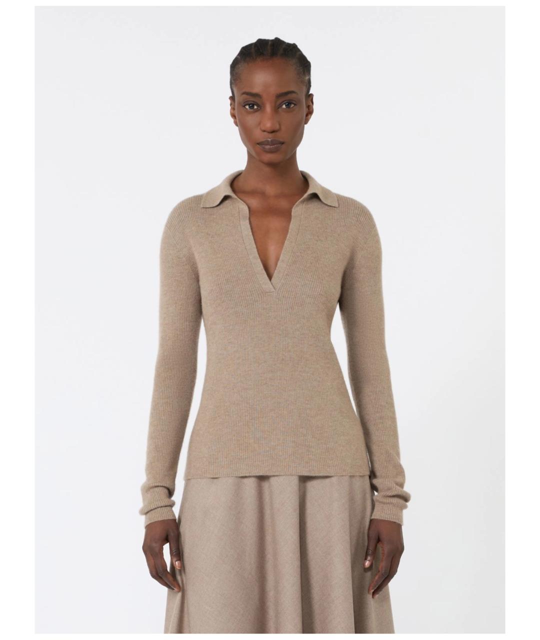 MAX MARA Бежевый кашемировый джемпер / свитер, фото 3