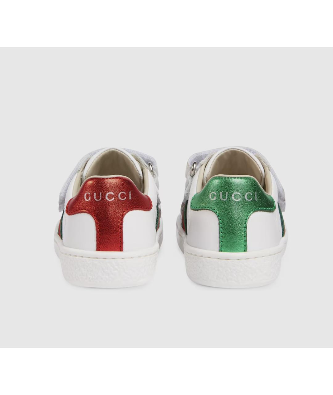 GUCCI Белые кожаные кеды, фото 4