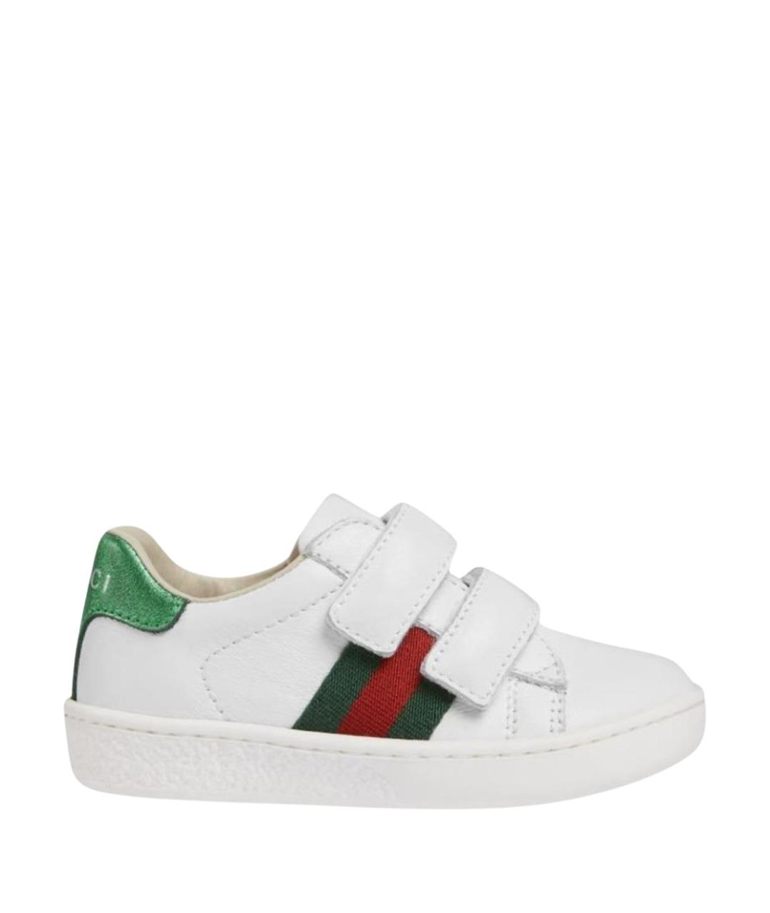 GUCCI Белые кожаные кеды, фото 1