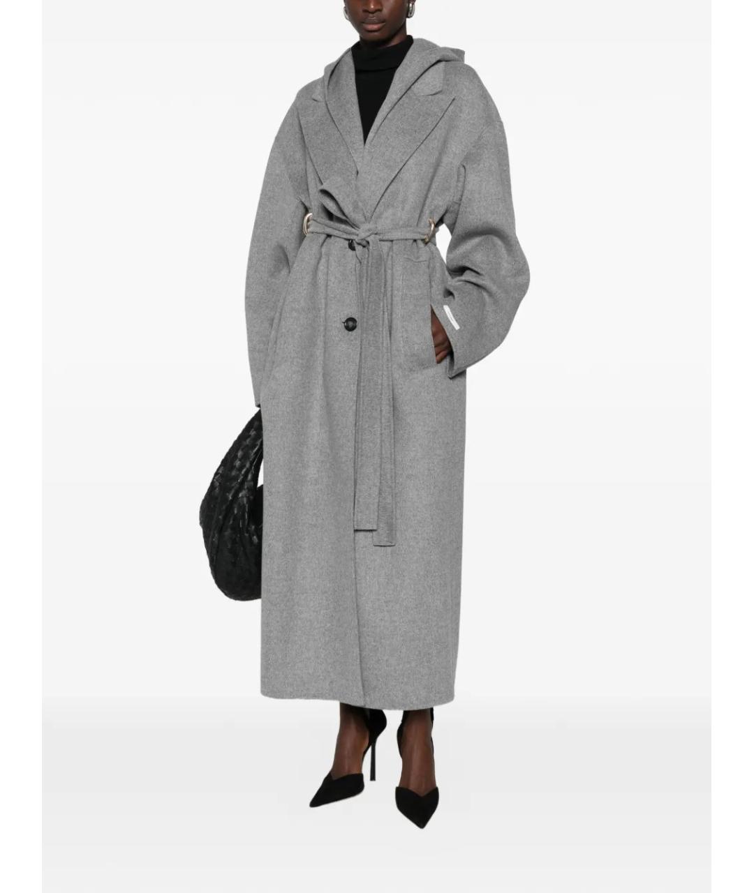 SPORTMAX Серое шерстяное пальто, фото 2