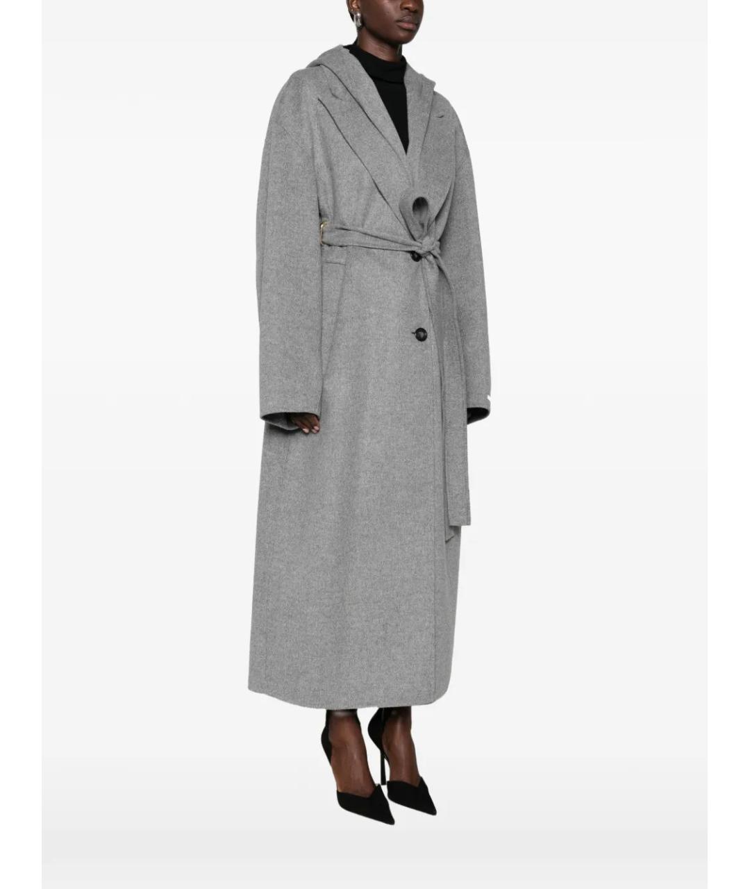 SPORTMAX Серое шерстяное пальто, фото 3