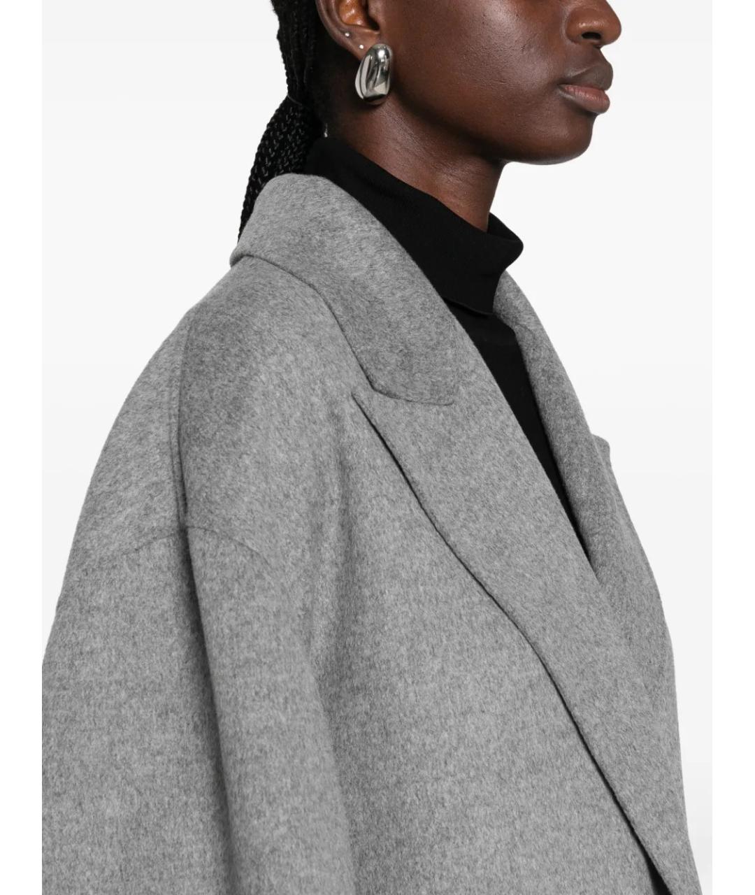 SPORTMAX Серое шерстяное пальто, фото 6