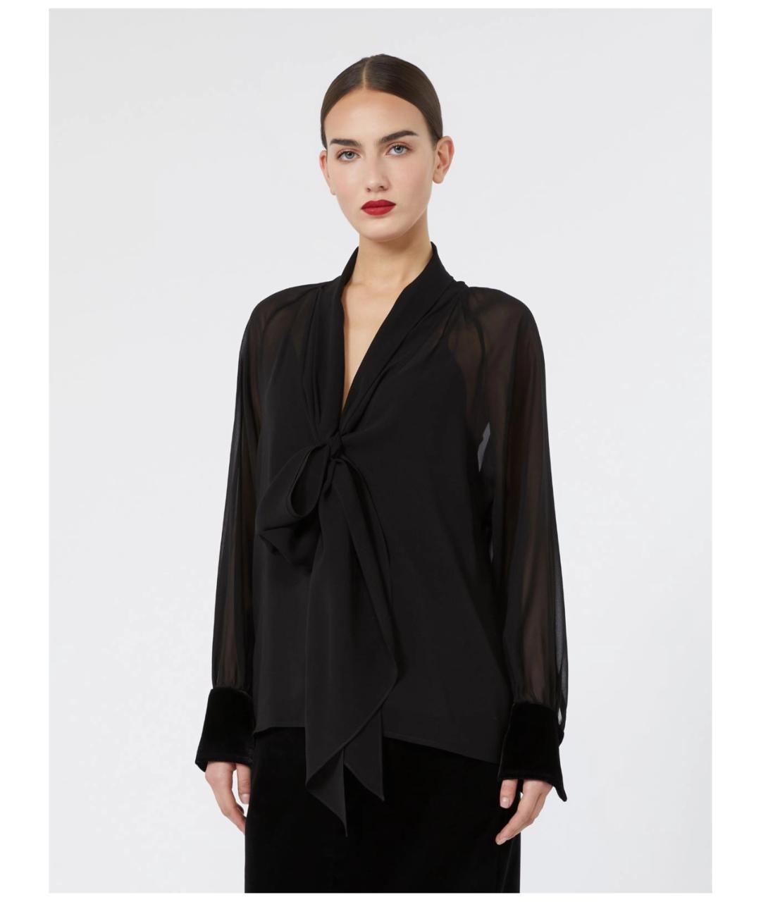 MAX MARA STUDIO Черная шелковая рубашка, фото 3