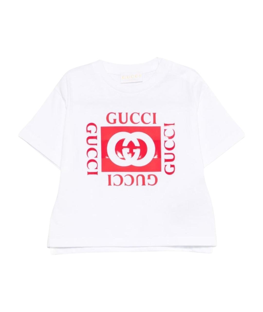 GUCCI Белый хлопковый футболка / топ, фото 1
