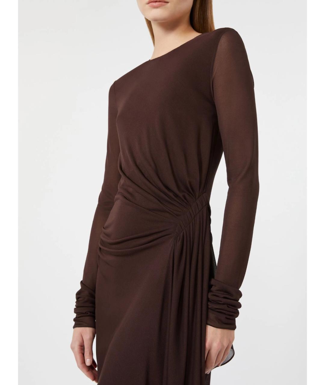 MAX MARA Коричневое вискозное вечернее платье, фото 5