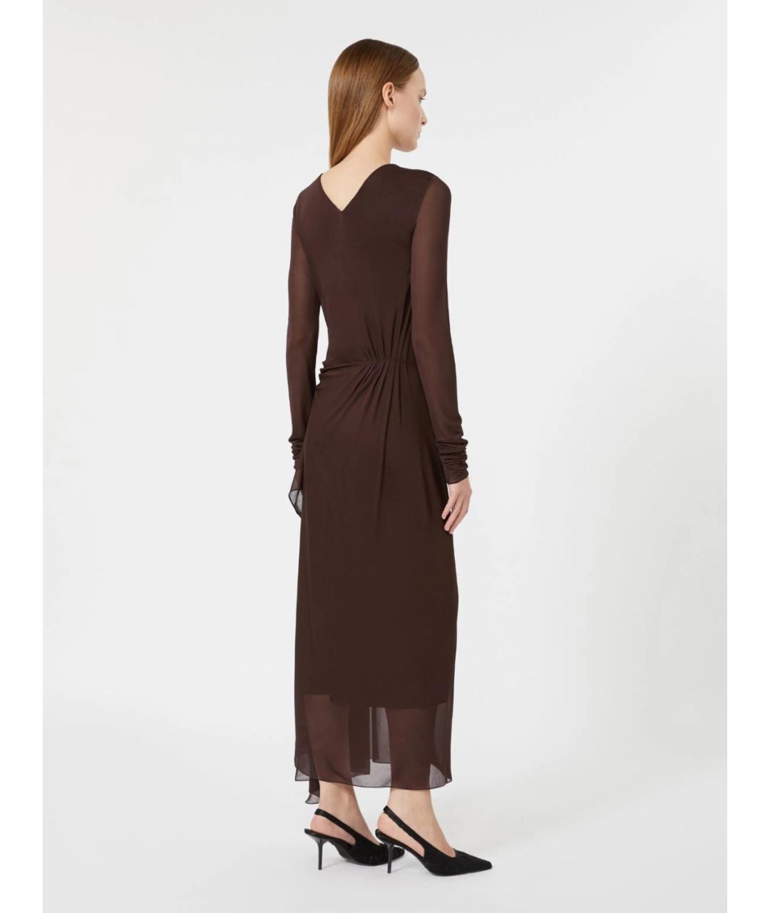 MAX MARA Коричневое вискозное вечернее платье, фото 4