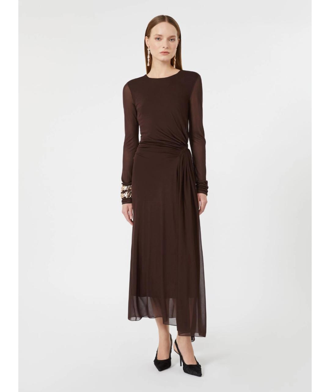 MAX MARA Коричневое вискозное вечернее платье, фото 2