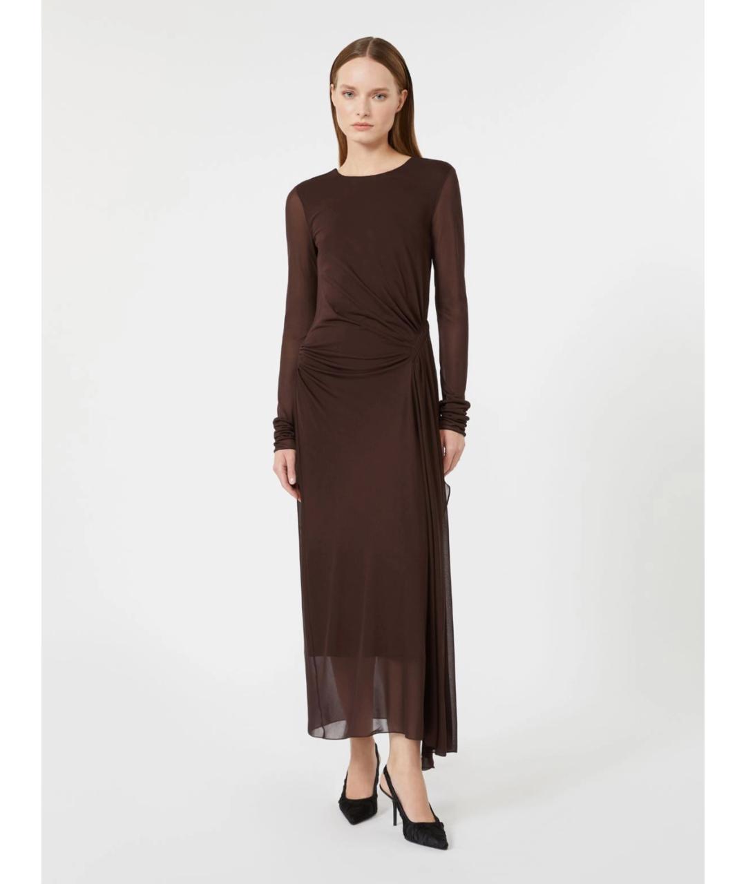 MAX MARA Коричневое вискозное вечернее платье, фото 3