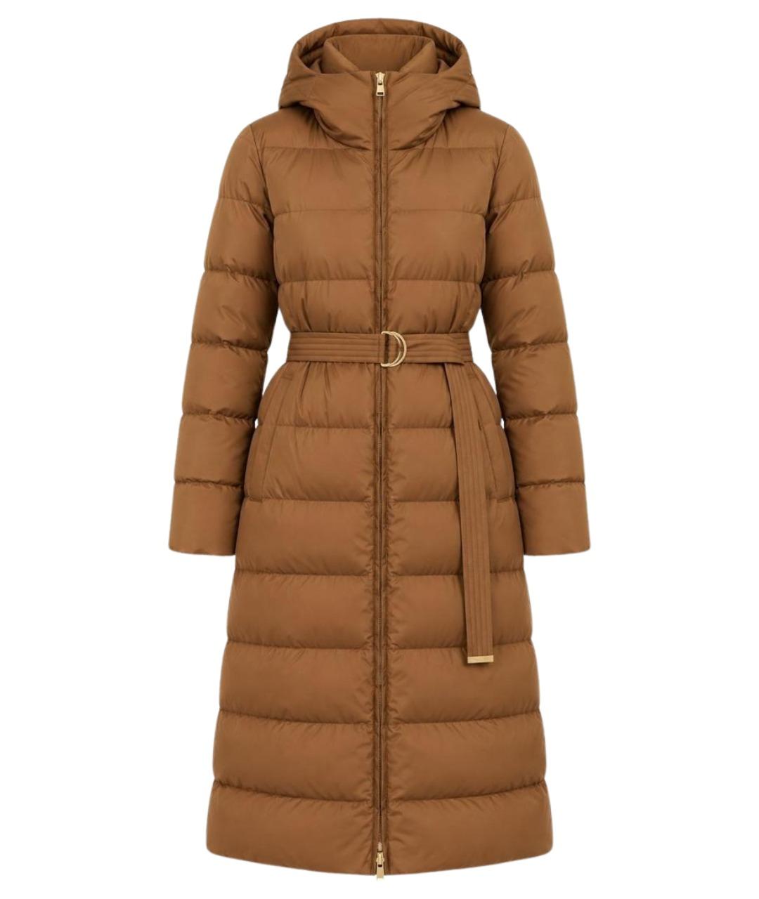 MAX MARA STUDIO Коричневый полиэстеровый пуховик, фото 1
