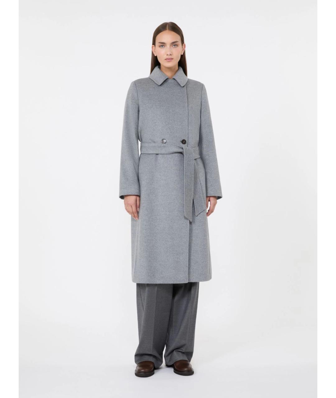 MAX MARA STUDIO Серое шерстяное пальто, фото 3
