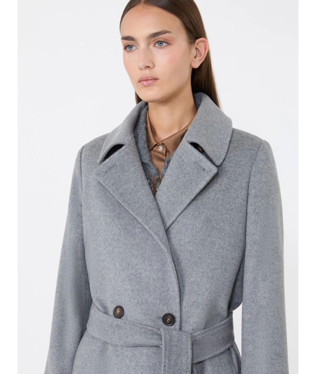 MAX MARA STUDIO Серое шерстяное пальто, фото 5