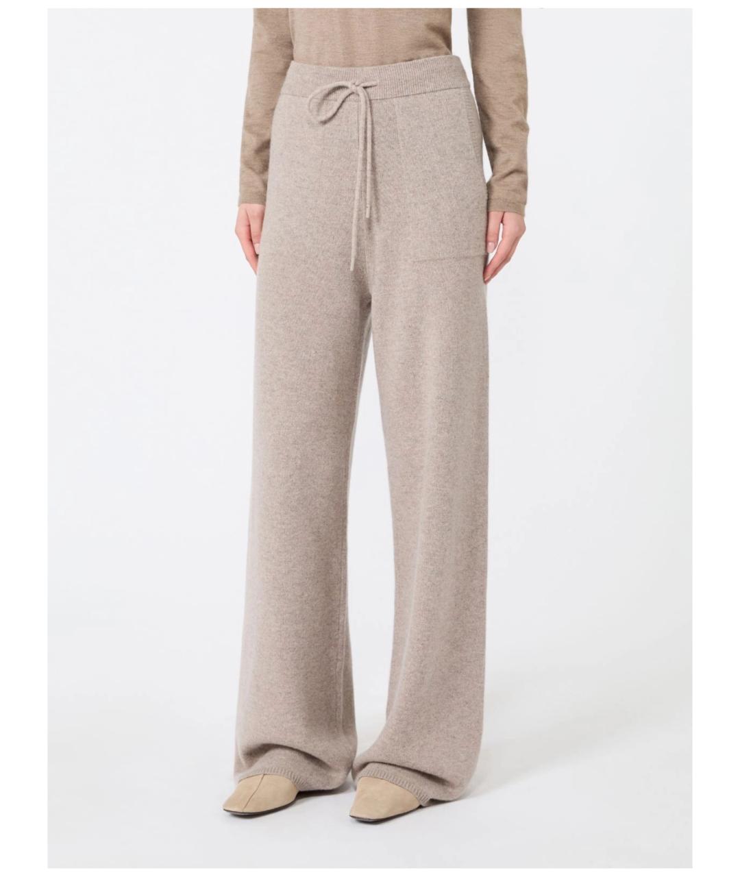 MAX MARA Бежевые кашемировые брюки широкие, фото 3