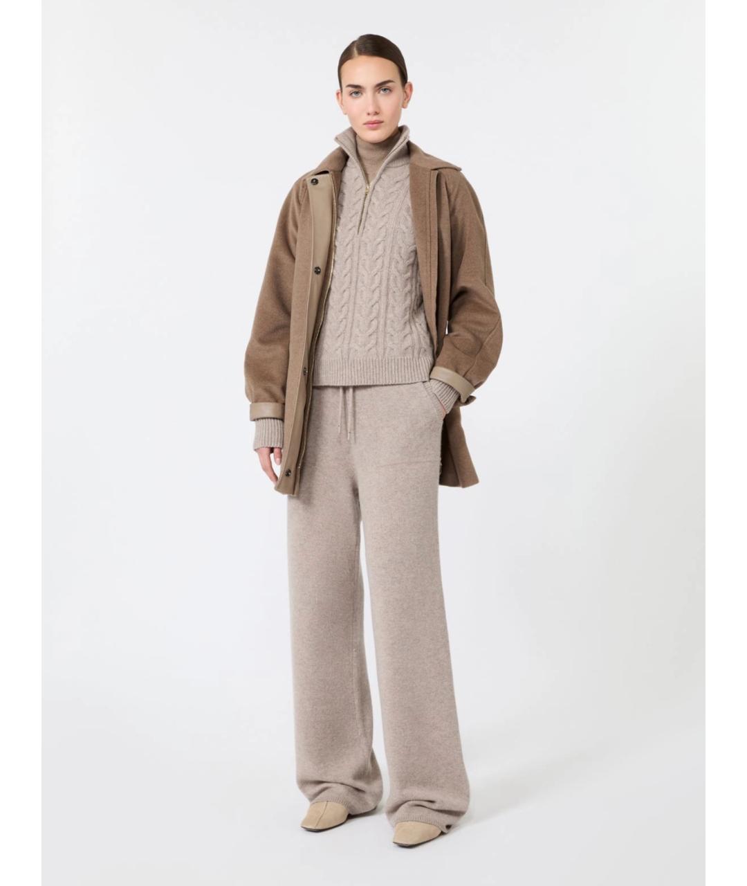 MAX MARA Бежевые кашемировые брюки широкие, фото 2