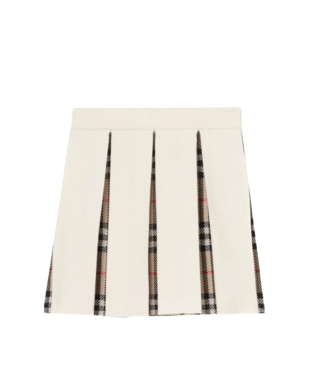 BURBERRY Белая шерстяная юбка, фото 1