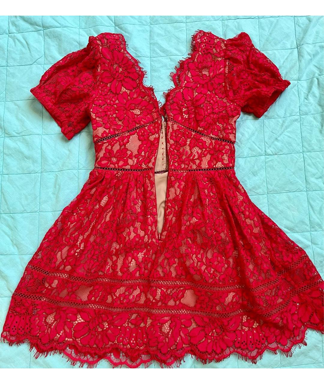 SELF-PORTRAIT Красное хлопковое вечернее платье, фото 2