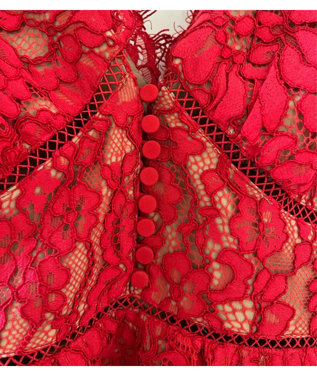 SELF-PORTRAIT Красное хлопковое вечернее платье, фото 4