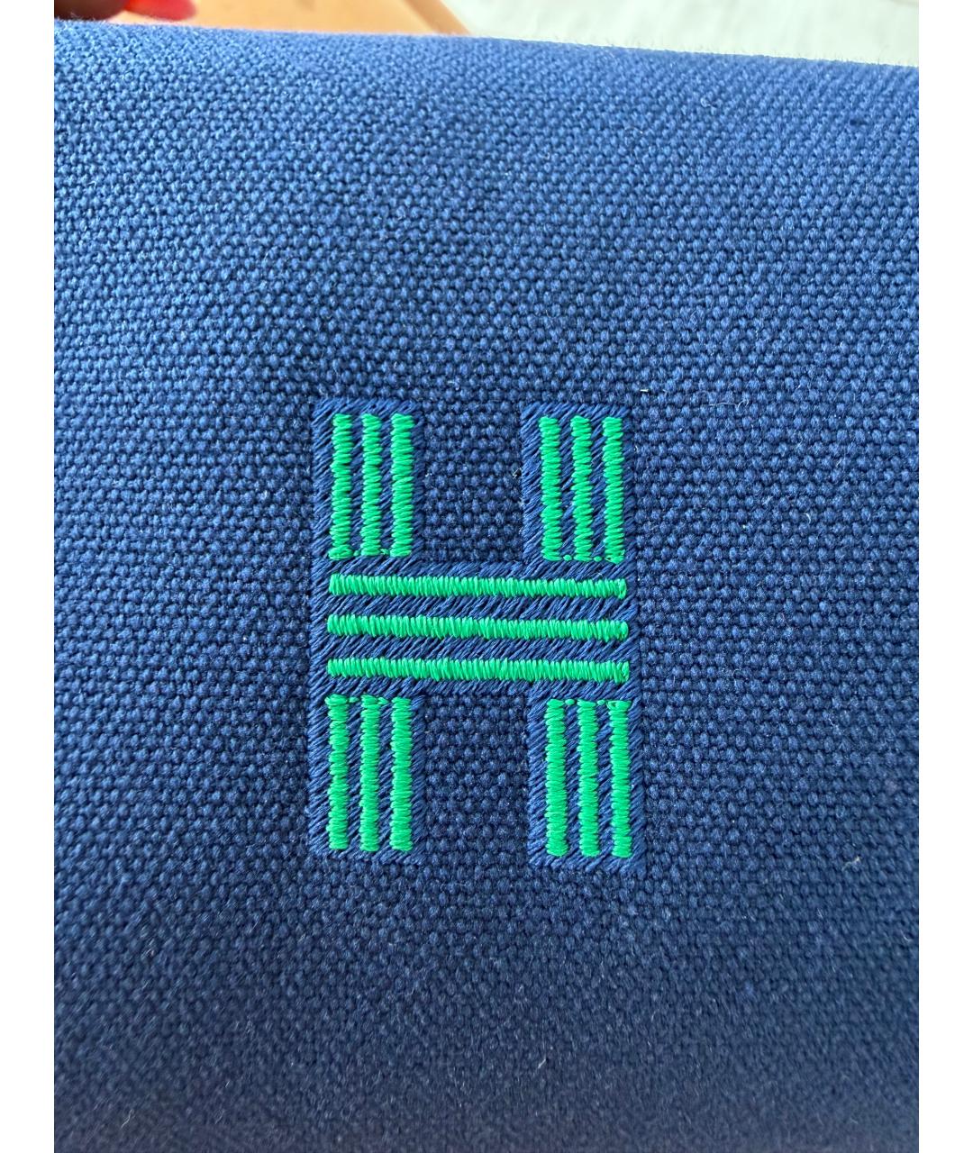 HERMES Синяя хлопковая косметичка, фото 6