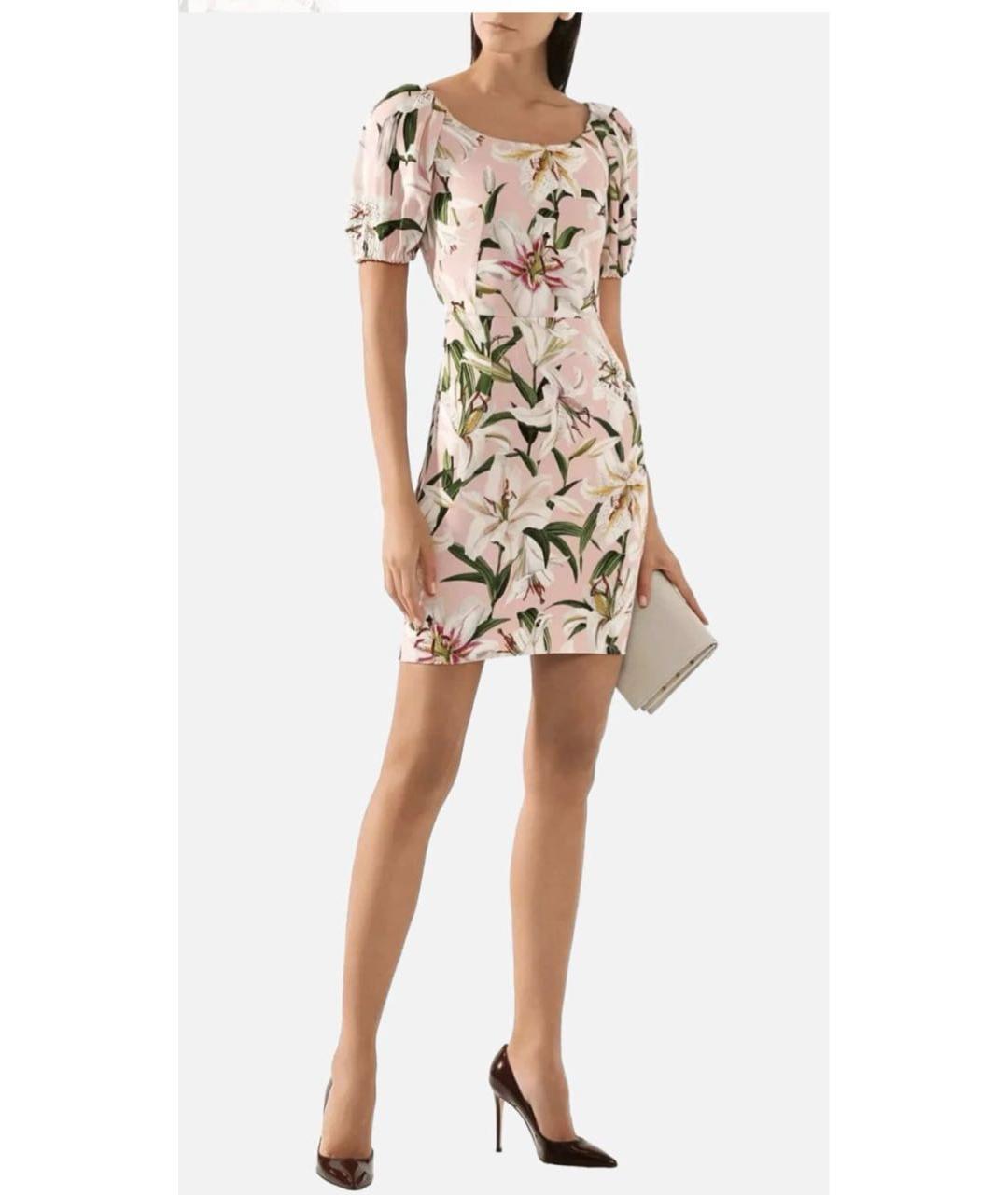 DOLCE&GABBANA Розовое шелковое коктейльное платье, фото 5