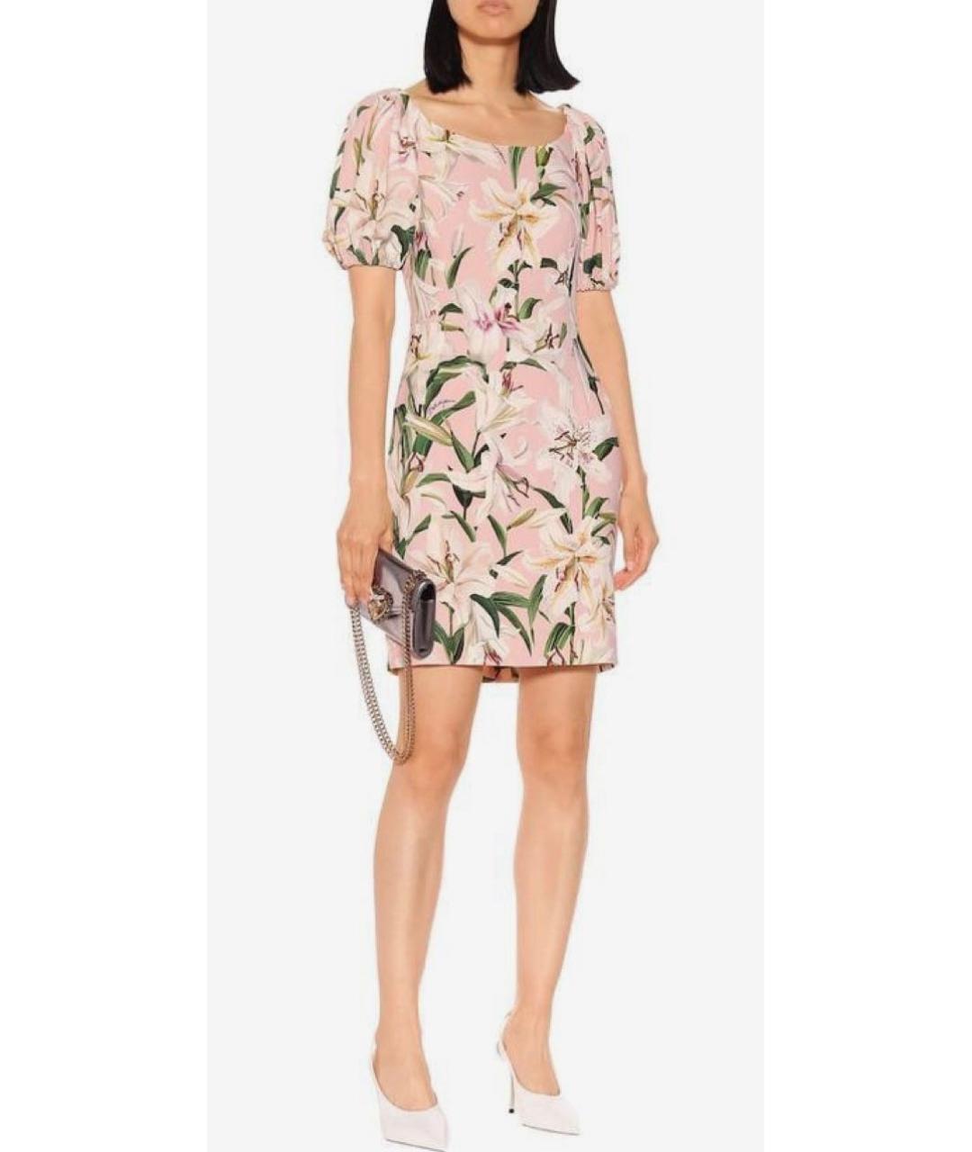 DOLCE&GABBANA Розовое шелковое коктейльное платье, фото 2