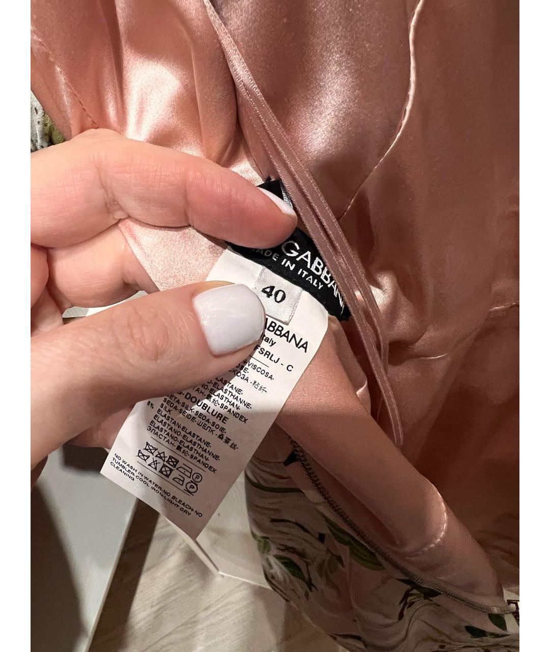 DOLCE&GABBANA Розовое шелковое коктейльное платье, фото 6