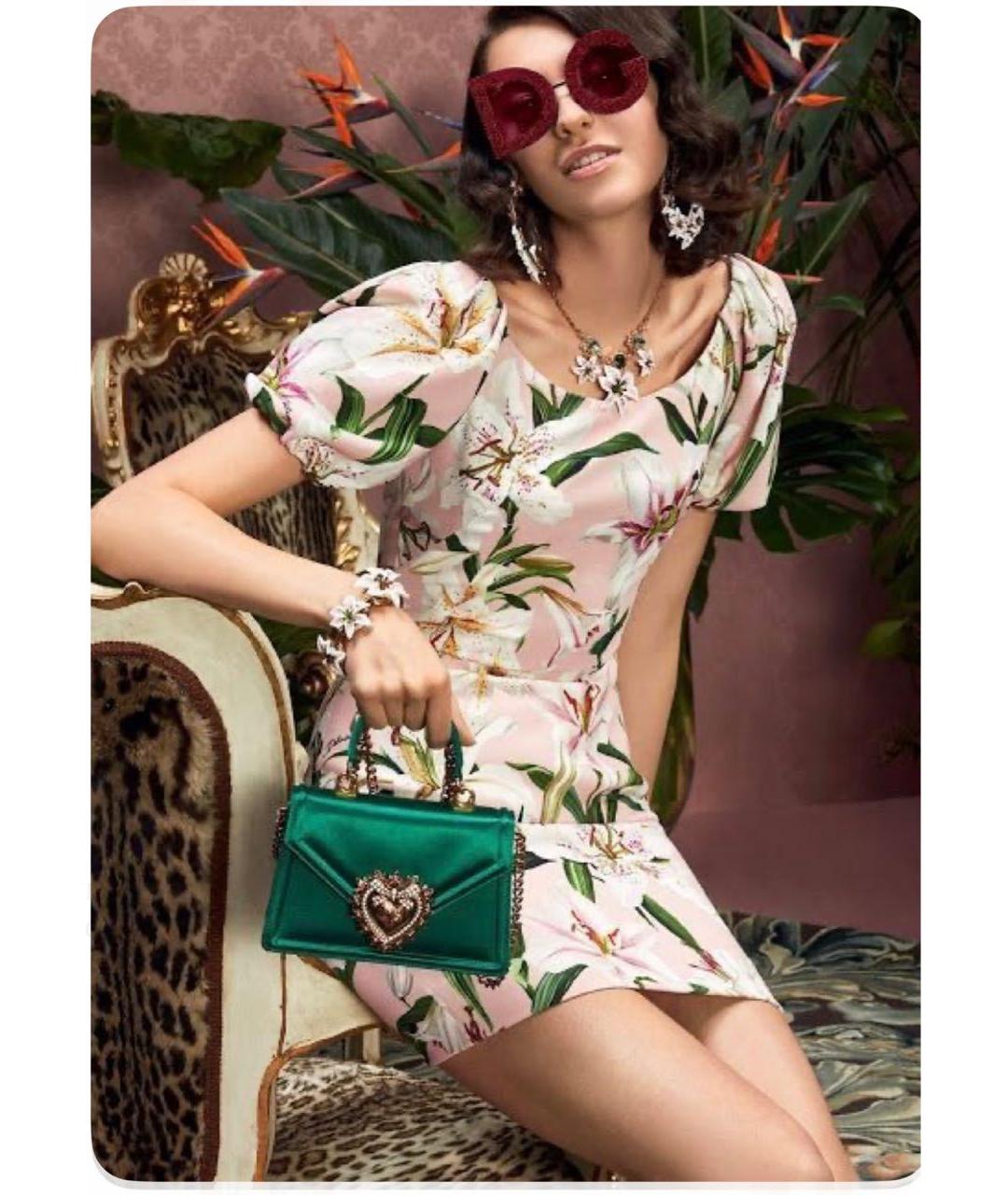 DOLCE&GABBANA Розовое шелковое коктейльное платье, фото 3