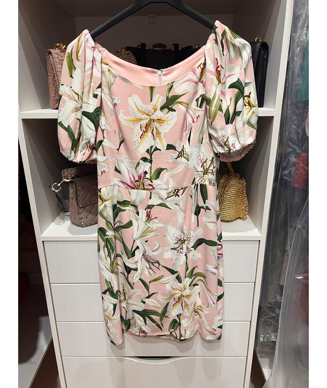 DOLCE&GABBANA Розовое шелковое коктейльное платье, фото 7