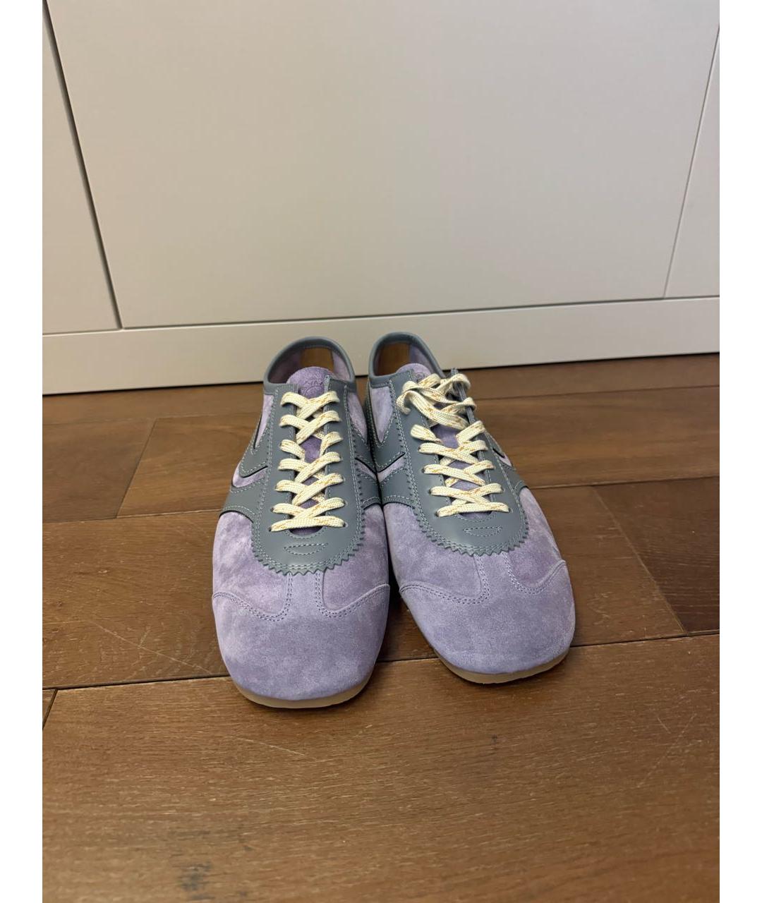 DRIES VAN NOTEN Фиолетовые замшевые низкие кроссовки / кеды, фото 2