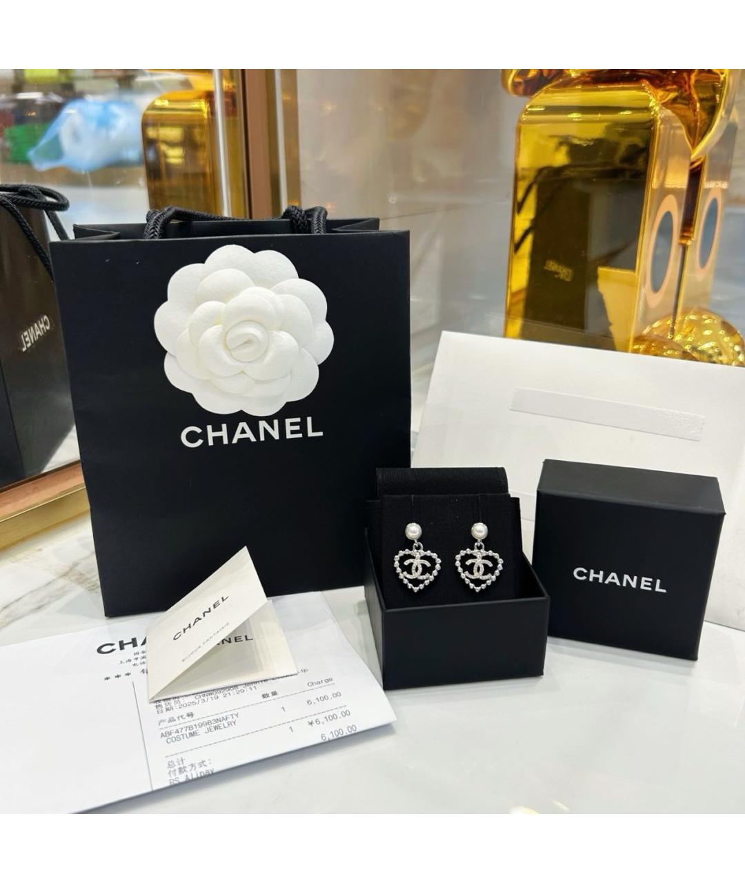 CHANEL Серебряные металлические серьги, фото 2