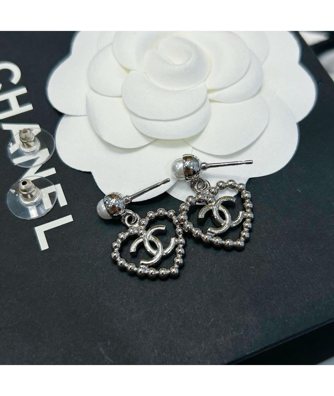 CHANEL Серебряные металлические серьги, фото 4