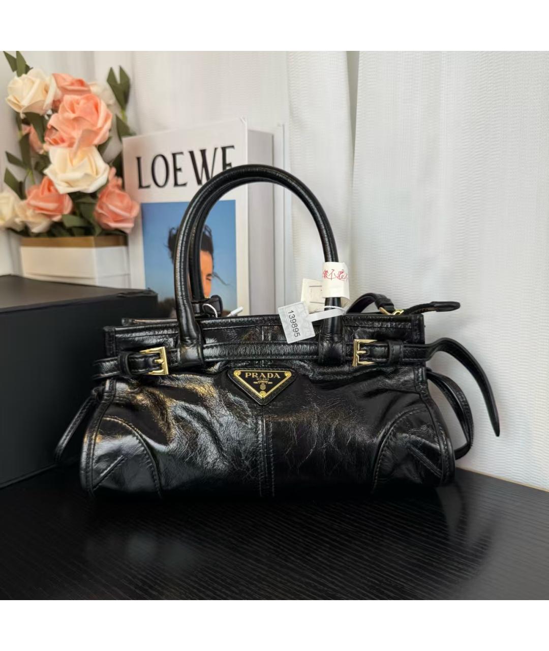 PRADA Черная кожаная сумка тоут, фото 2