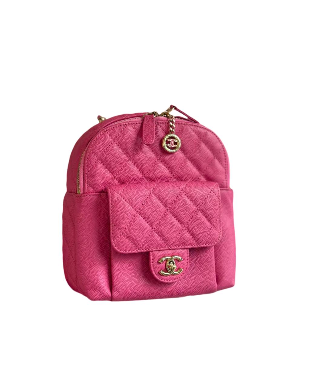 CHANEL Розовый кожаный рюкзак, фото 6