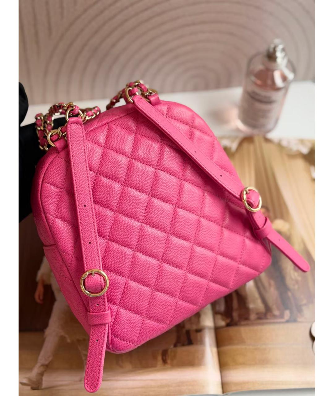 CHANEL Розовый кожаный рюкзак, фото 5