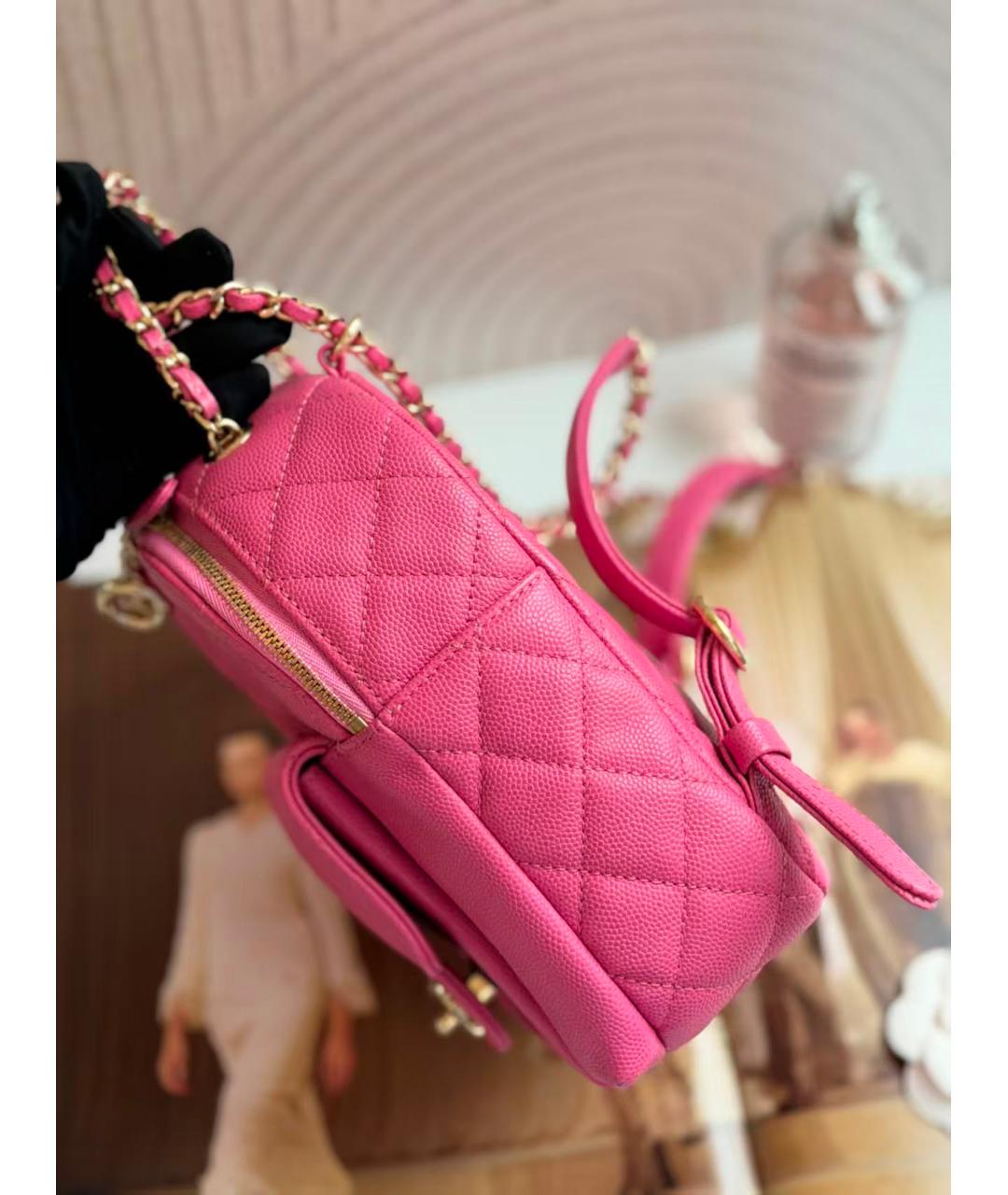 CHANEL Розовый кожаный рюкзак, фото 4