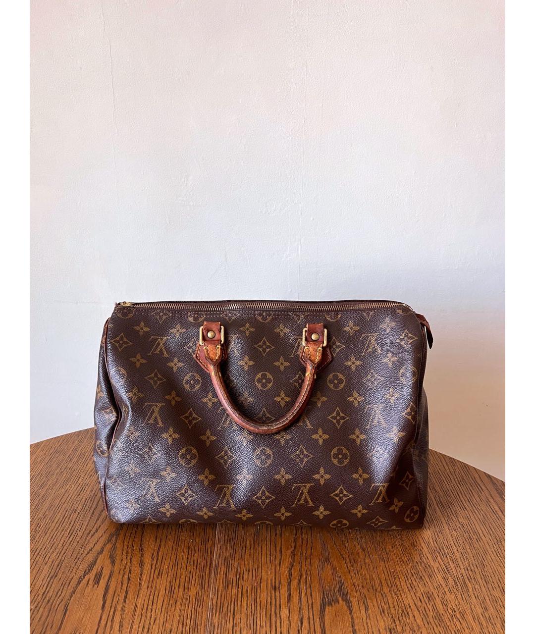 LOUIS VUITTON Коричневая сумка с короткими ручками из канвы, фото 3