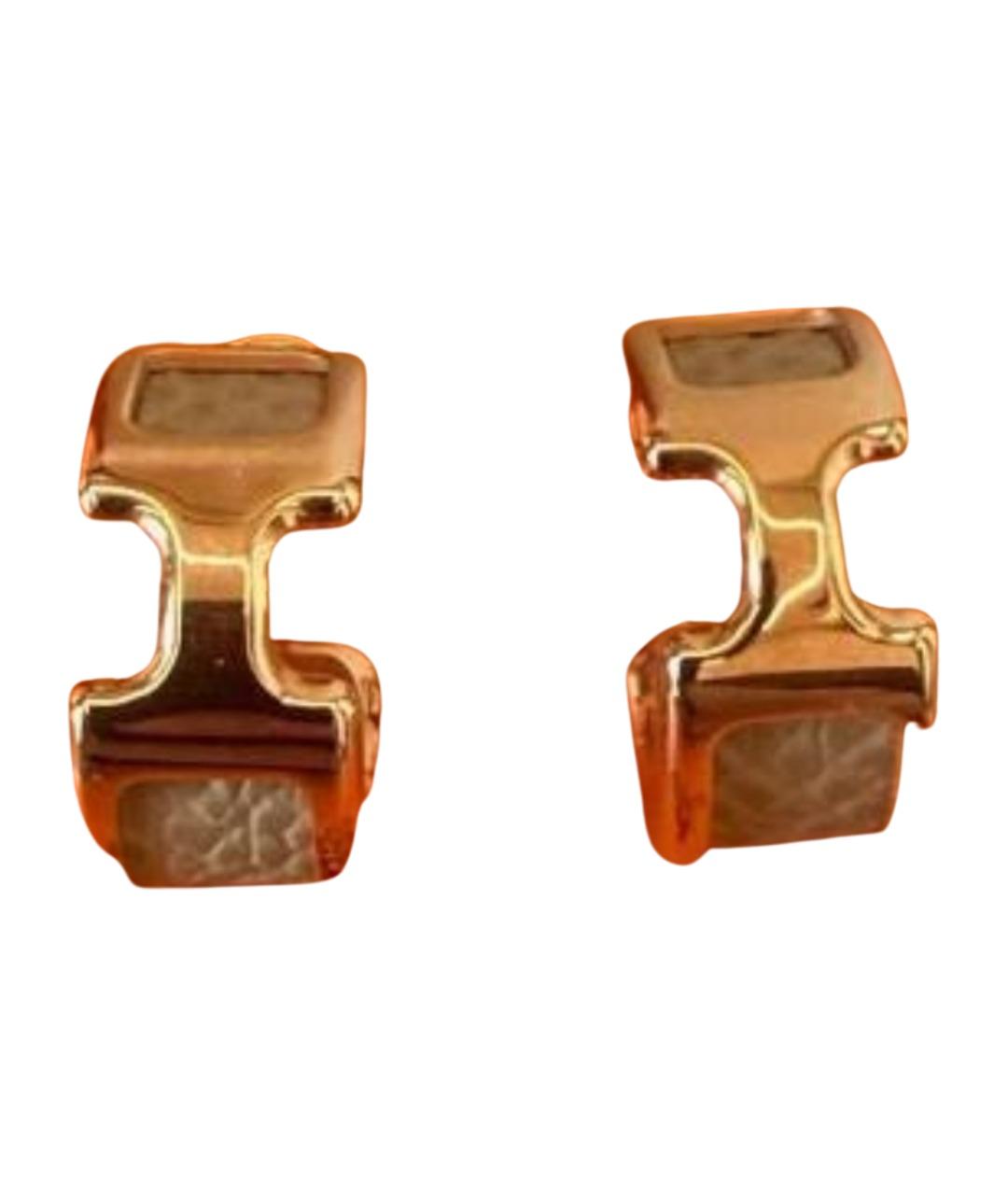 HERMES Золотые кожаные серьги, фото 1